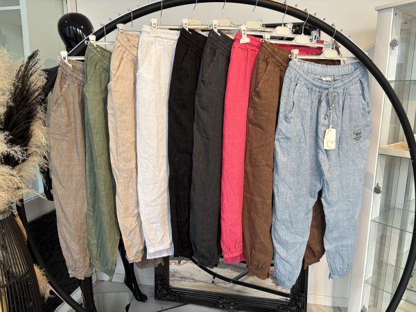 Leinen Hose Megi Style vorne kurz hinten lang 38-44 #1090
