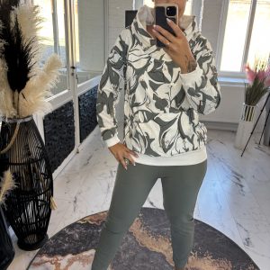 Megi Hoodie Khaki Blätter S/M (38-42) L/XL (40-44) #1129