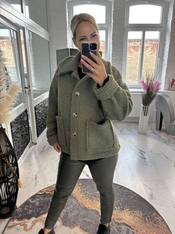 Bouclé Jacke in Khaki  one Size 38-44  #1070 – Bild 2