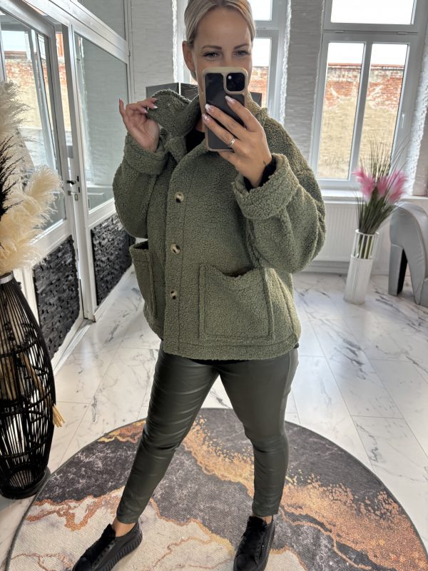 Bouclé Jacke in Khaki  one Size 38-44  #1070 – Bild 3