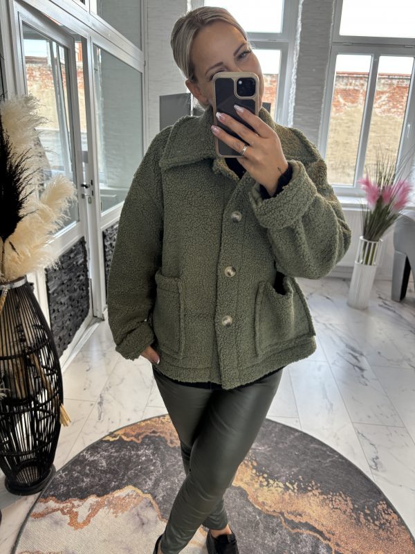 Bouclé Jacke in Khaki  one Size 38-44  #1070 – Bild 5