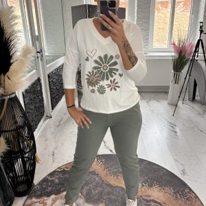 Megi Pulli Flower 3D Khaki S/M 36-40 L/XL 38-42 #1124
