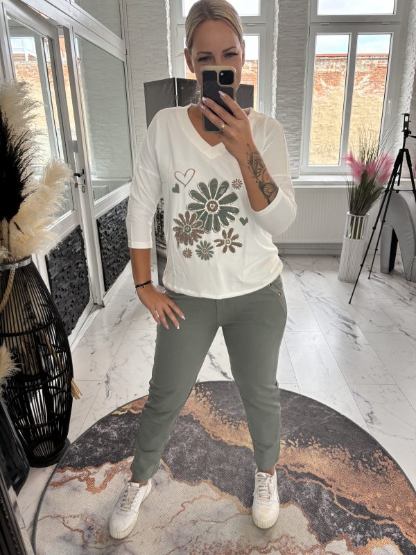 Megi Pulli Flower 3D Khaki S/M 36-40 L/XL 38-42 #1124