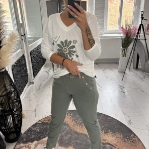 Megi Hose mit Knöpfen Khaki S/M 38-42   L/XL 40-44  #1107