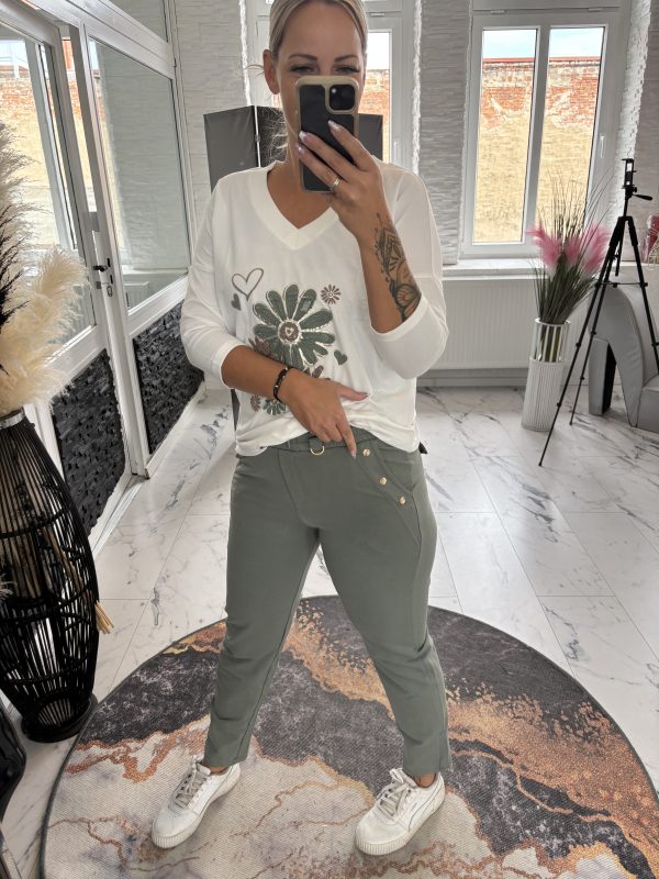 Megi Pulli Flower 3D Khaki S/M 36-40 L/XL 38-42 #1124 – Bild 3