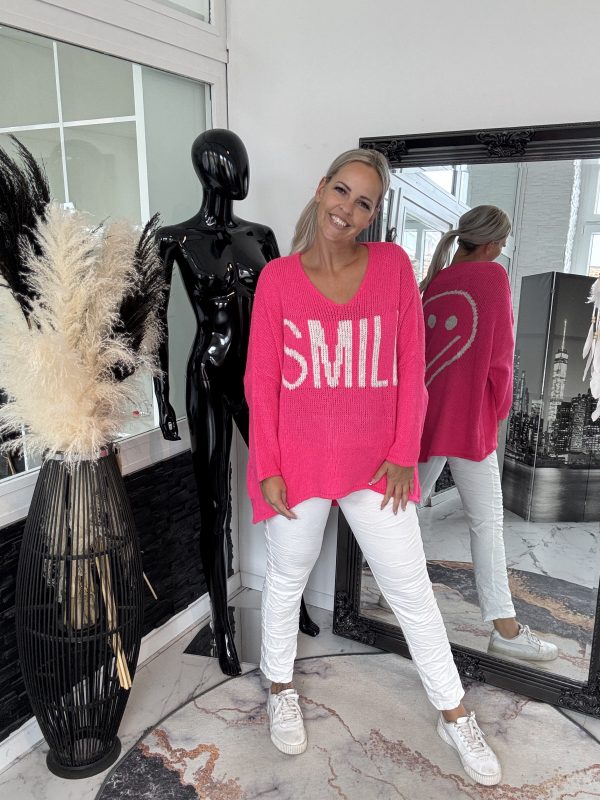 Strickpulli Smile Pink one Size 38-46 oversize Schnitt # – Bild 6