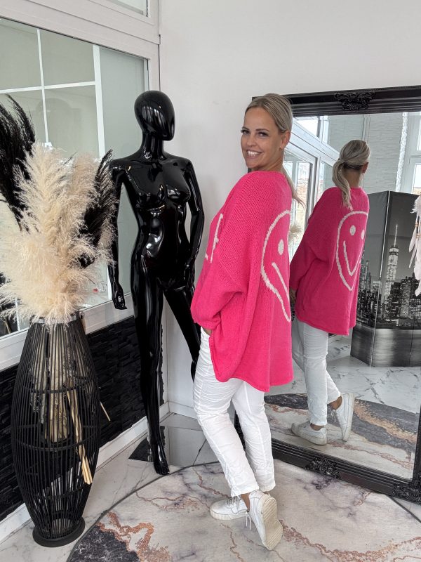 Strickpulli Smile Pink one Size 38-46 oversize Schnitt # – Bild 2