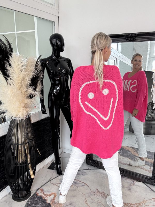 Strickpulli Smile Pink one Size 38-46 oversize Schnitt # – Bild 3