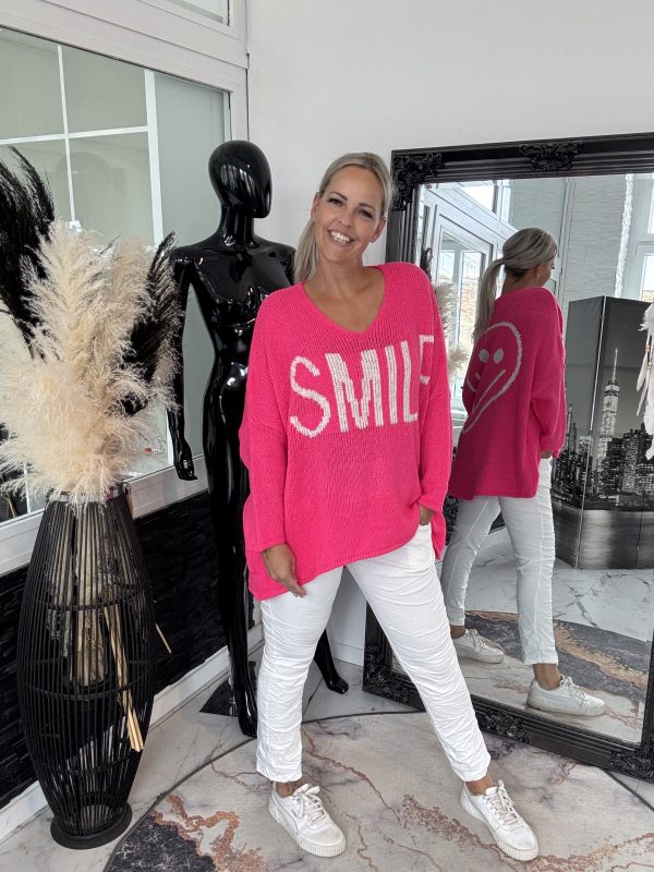 Strickpulli Smile Pink one Size 38-46 oversize Schnitt # – Bild 4