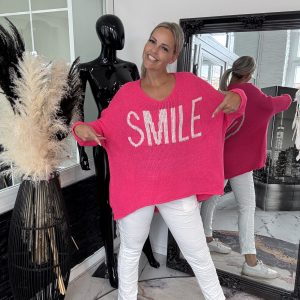 Strickpulli Smile Pink one Size 38-46 oversize Schnitt #