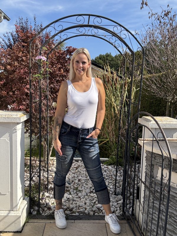 Sexy Woman Jeans Marry Jeansblau S M L XL mit Umschlag zum krempeln (fällt normals aus )