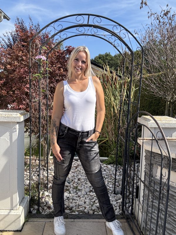 Sexy Woman Jeans Marry Anthrazit S M L XL mit Umschlag zum krempeln (fällt normals aus )