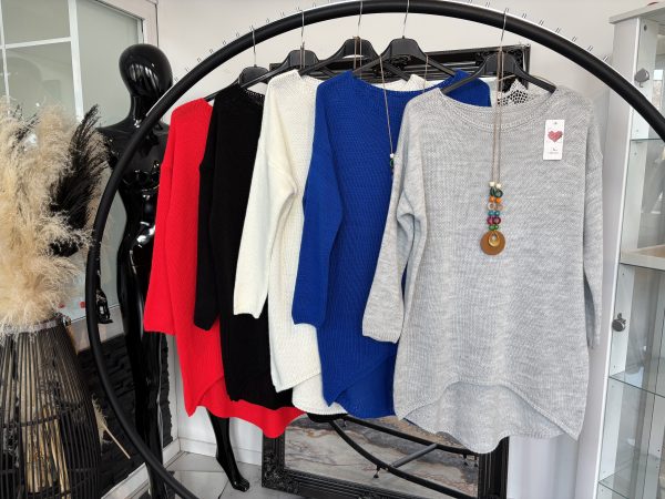 Longstrick Pulli mit Kette one Size 38-42 #1143