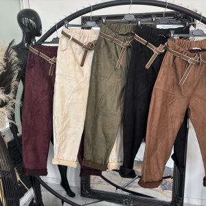 Waschleder Hose Gina mit Gürtel one SIZE 38-42 #1086