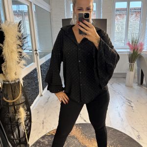 Glitzer Bluse Holly schwarz 36-42 # 1157