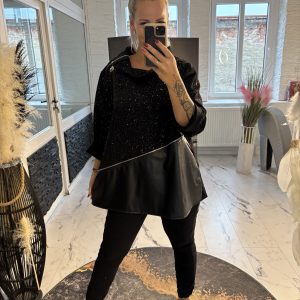 Glitzer Pulli Kimberly schwarz one Size 38-46 #1163