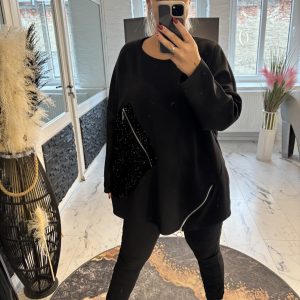 Glitzer Pulli Pia schwarz one Size 38-46 #1072