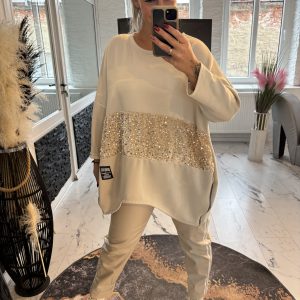 Glitzer Longpulli Mira natur one Size 38-46 #1094
