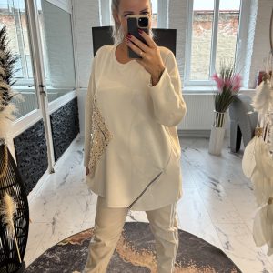 Glitzer Pulli Pia Natur one Size 38-46 #1037