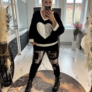 Herz Pulli schwarz one Size 38-42/44 #1081