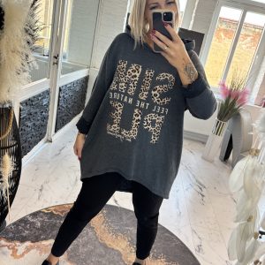 Simple Leo Longshirt Anthrazit one Size 38-44 #1145