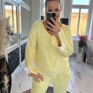 Paris Pulli Herzen mit Schleife Zitrone one Size 38-42 #1146