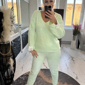 Paris Pulli Herzen mit Schleife Mint one Size 38-42 #1161
