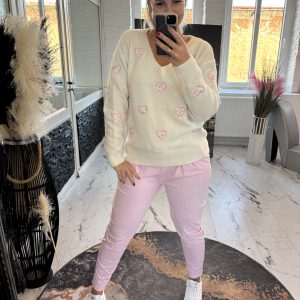 Paris Pulli Herzen Ecru one Size 38-42 #1096