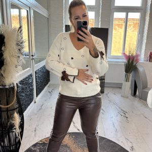 Paris Pulli Herzen mit Schleife Ecru one Size 38-42 #1011
