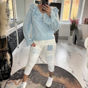 Sexy Woman Jeans Blue White Colour 7/8 Länge M L (fällt locker aus ) #1094