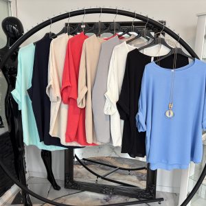 Basic Blusen Shirt mit Kette one Size 38-46 # 1165