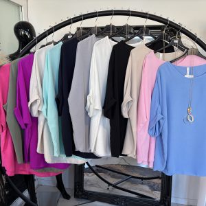 Basic Blusen Shirt mit Kette one Size 38-46  # 1165