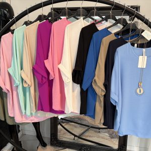 Basic Blusen Shirt mit Kette one Size 38-46  # 1165