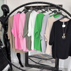 Basic Blusen Shirt mit Kette one Size 38-46  # 1165