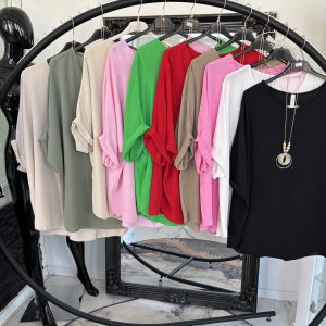 Basic Blusen Shirt mit Kette one Size 38-46 # 1165