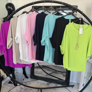 Basic Blusen Shirt mit Kette one Size 38-46 # 1165