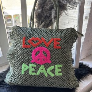 Basttasche / Strandtasche Love & Peace Grün