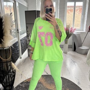 Spitzen Shirt 07 Neon Grün one Size 38-44 #1102