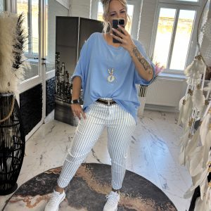 Streifen Hose Babyblau one SIZE 38-44 #1121