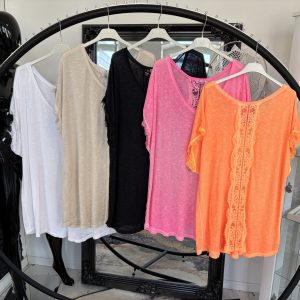 Veronika Shirt mit Spitzenausschnitt am Rücken one Size 38-44 #1127