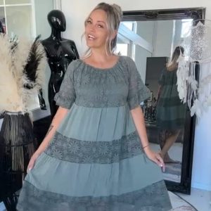 annett 2 teile khaki + weiß