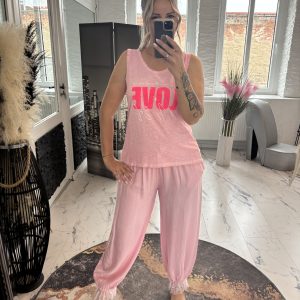 Summer Hose Gulia mit Spitzenbund Candy Pink one SIZE 38-44 #1204